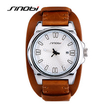 Load image into Gallery viewer, SINOBI Brand Mens Watches Top Brand Luxury Leather Mens Watches Military Army Calendar Outdoor Watch Male Waterproof Relogio
