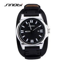 Load image into Gallery viewer, SINOBI Brand Mens Watches Top Brand Luxury Leather Mens Watches Military Army Calendar Outdoor Watch Male Waterproof Relogio