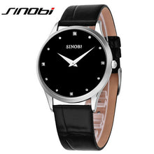 Load image into Gallery viewer, SINOBI Mens Watches Top Brand Luxury Waterproof Quartz Watch Leather Strap  Super Slim Mens Watches Male Clock relogio masculino