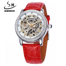 Load image into Gallery viewer, New Automatic Womens Watches Self-Wind Skeleton Watches for Women Luxury Brand Waterproof Mechanical Rhinestone Watches Leather