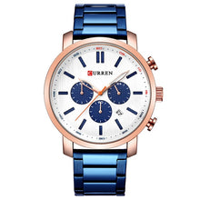 Load image into Gallery viewer, Curren Watch Fashion Mens Watches Blue Gold Military Army Stainless Steel Quartz Mens Watches Top Brand Luxury Men Watch Luxury