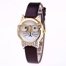 Load image into Gallery viewer, Cute Glasses Cat Women Analog Quartz Dial Wrist Watch Womens Watches Top Brand Luxury Women Watches