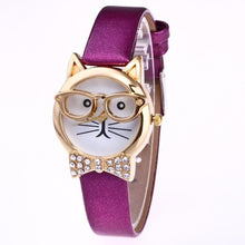 Load image into Gallery viewer, Cute Glasses Cat Women Analog Quartz Dial Wrist Watch Womens Watches Top Brand Luxury Women Watches