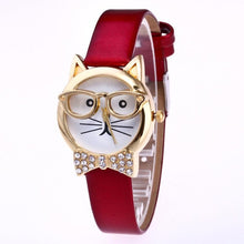 Load image into Gallery viewer, Cute Glasses Cat Women Analog Quartz Dial Wrist Watch Womens Watches Top Brand Luxury Women Watches