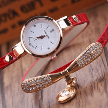 Load image into Gallery viewer, susenstone Women Leather Rhinestone Analog Quartz Wrist Watches Womens Watches Top Brand Luxury Reloj Mujer Women Watches