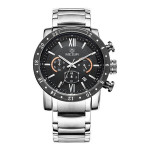 MEGIR Mens Watches Top Brand Luxury Stainless steel Watches Military Chronograph 6 Hands 24 Hours Mens Watches Relogio Masculino