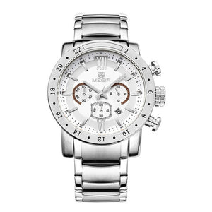 MEGIR Mens Watches Top Brand Luxury Stainless steel Watches Military Chronograph 6 Hands 24 Hours Mens Watches Relogio Masculino