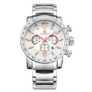 MEGIR Mens Watches Top Brand Luxury Stainless steel Watches Military Chronograph 6 Hands 24 Hours Mens Watches Relogio Masculino