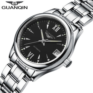 Womens Watches GUANQIN Date Luminous Rainstone Automatic Watch Waterproof Mechanical Watch Brand Luxury Stainless Steel Back