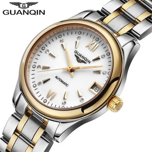 Womens Watches GUANQIN Date Luminous Rainstone Automatic Watch Waterproof Mechanical Watch Brand Luxury Stainless Steel Back