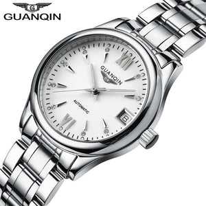Womens Watches GUANQIN Date Luminous Rainstone Automatic Watch Waterproof Mechanical Watch Brand Luxury Stainless Steel Back