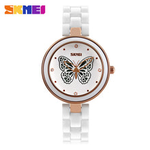 Load image into Gallery viewer, SKMEI Brand Womens Watches Luxury Ceramic Band Quartz Watch Women Waterproof Fashion Dress Rhinestone Ladies Wrist Watch