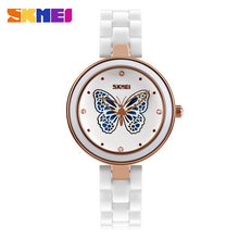 Load image into Gallery viewer, SKMEI Brand Womens Watches Luxury Ceramic Band Quartz Watch Women Waterproof Fashion Dress Rhinestone Ladies Wrist Watch