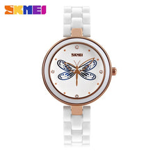 Load image into Gallery viewer, SKMEI Brand Womens Watches Luxury Ceramic Band Quartz Watch Women Waterproof Fashion Dress Rhinestone Ladies Wrist Watch