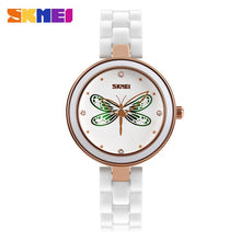 Load image into Gallery viewer, SKMEI Brand Womens Watches Luxury Ceramic Band Quartz Watch Women Waterproof Fashion Dress Rhinestone Ladies Wrist Watch