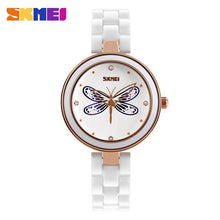 Load image into Gallery viewer, SKMEI Brand Womens Watches Luxury Ceramic Band Quartz Watch Women Waterproof Fashion Dress Rhinestone Ladies Wrist Watch