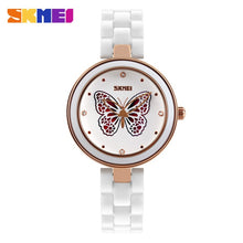 Load image into Gallery viewer, SKMEI Brand Womens Watches Luxury Ceramic Band Quartz Watch Women Waterproof Fashion Dress Rhinestone Ladies Wrist Watch