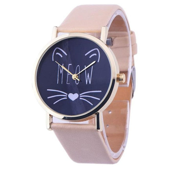 2017 New Watch Women Cat Pattern Womens Watches Quartz Wristwatches Female Quartz-watch Relogio Feminino 10 Colors