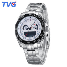 Load image into Gallery viewer, New TVG Mens Watches Top Brand Luxury Full Steel Blue Led Digital Analog Quartz Watch Mens Watches Sport Relogio Masculino