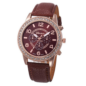 Fashion Watch Women 2017 Crystal Geneva Womens Watches PU Leather Strap Clock Quartz-Watch Ladies Relogio Feminino