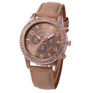 Fashion Watch Women 2017 Crystal Geneva Womens Watches PU Leather Strap Clock Quartz-Watch Ladies Relogio Feminino