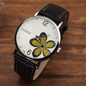 Womens Watches Flower Fashion Leather Analog Quartz Vogue Wrist Watch