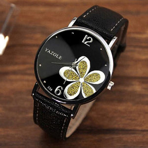 Womens Watches Flower Fashion Leather Analog Quartz Vogue Wrist Watch