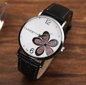 Womens Watches Flower Fashion Leather Analog Quartz Vogue Wrist Watch