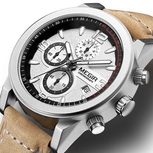 Megir Mens Watches Top Brand Luxury Leather Chronograph Sport Male Clock Mens Watches Top Brand Luxury 2018 Relogio Masculino