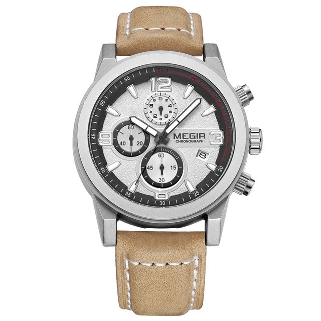 Megir Mens Watches Top Brand Luxury Leather Chronograph Sport Male Clock Mens Watches Top Brand Luxury 2018 Relogio Masculino