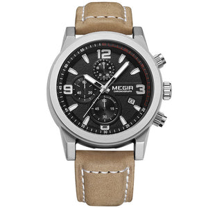 Megir Mens Watches Top Brand Luxury Leather Chronograph Sport Male Clock Mens Watches Top Brand Luxury 2018 Relogio Masculino