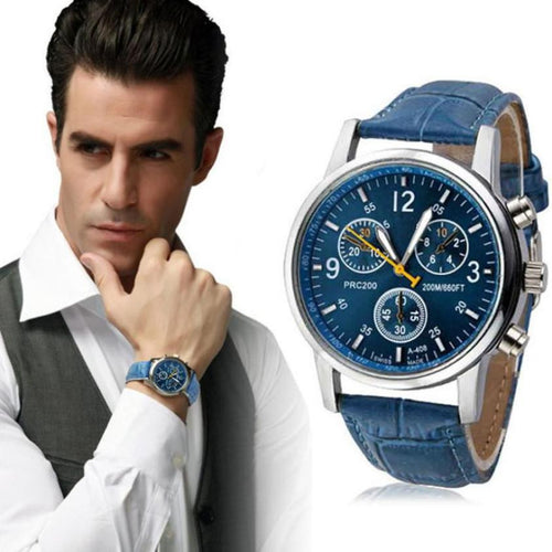 New Luxury Fashion Faux Leather Mens Watches