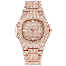 Load image into Gallery viewer, Mens Watches Fashion Diamond Automatic Date Quartz Watch Men Gold Stainless Steel Business Mens Watches Top Brand Luxury clock