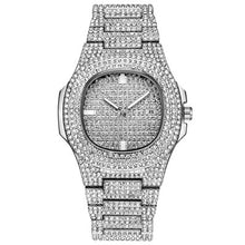 Load image into Gallery viewer, Mens Watches Fashion Diamond Automatic Date Quartz Watch Men Gold Stainless Steel Business Mens Watches Top Brand Luxury clock