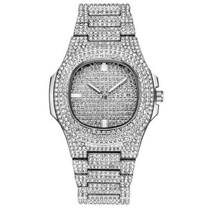 Mens Watches Fashion Diamond Automatic Date Quartz Watch Men Gold Stainless Steel Business Mens Watches Top Brand Luxury clock