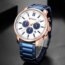 Load image into Gallery viewer, Curren Watch Fashion Mens Watches Blue Gold Military Army Stainless Steel Quartz Mens Watches Top Brand Luxury Men Watch Luxury