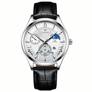 Fngeen New Quartz Watch Men Fashion Stainless Steel Mens Watches Top Brand Luxury Leather Band Clock Mens Watches Waterproof