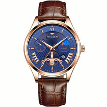 Load image into Gallery viewer, Fngeen New Quartz Watch Men Fashion Stainless Steel Mens Watches Top Brand Luxury Leather Band Clock Mens Watches Waterproof
