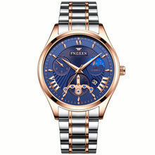 Load image into Gallery viewer, Fngeen New Quartz Watch Men Fashion Stainless Steel Mens Watches Top Brand Luxury Leather Band Clock Mens Watches Waterproof