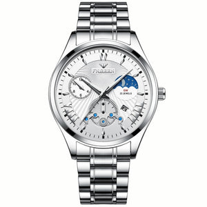 Fngeen New Quartz Watch Men Fashion Stainless Steel Mens Watches Top Brand Luxury Leather Band Clock Mens Watches Waterproof