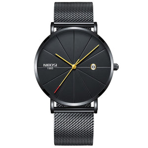 NIBOSI Watch Men Minimalist Ultra Thin Mens Watches Top Brand Luxury Stainless Steel Watch Men Waterproof Steel Mens Watch 2018