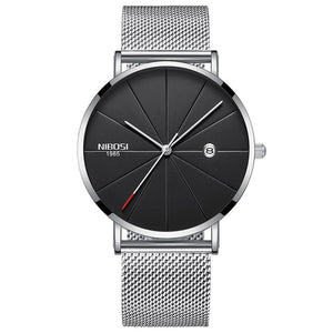 NIBOSI Watch Men Minimalist Ultra Thin Mens Watches Top Brand Luxury Stainless Steel Watch Men Waterproof Steel Mens Watch 2018