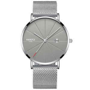 NIBOSI Watch Men Minimalist Ultra Thin Mens Watches Top Brand Luxury Stainless Steel Watch Men Waterproof Steel Mens Watch 2018