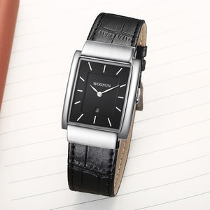 Luxury Men Watches Fashion Rectangle Watches Men Genuine Leather Men Watches Ultra Thin Mens Watches reloj hombre horloge mannen