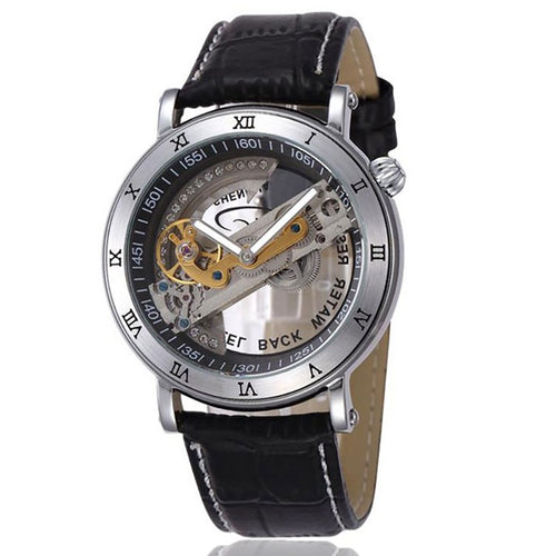SHENHUA Transparent Dial Watch, Mens Watches Clock Men Automatic Skeleton Wrist Watch, Gift Watch for Men