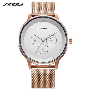 SINOBI Mens Watches Top Brand Luxury Quartz Watch Men Luxury Business Alloy Slim Mens Watches 2019 Mesh Strap Relogio Masculino