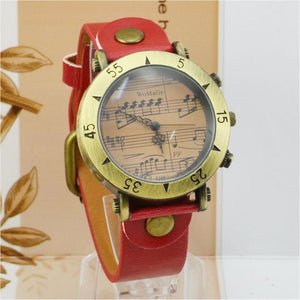 Brand Womage Watch Womens Watches Music Note Watch Leather Belt Quartz Watches Fashion Women Dress Watch Vintage Watches