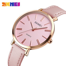 Load image into Gallery viewer, SKMEI Fashion Womens Watches Waterproof Analog Quartz Wrist Watch Leather Casual Clock Women Ladies Watch Relogio Feminino