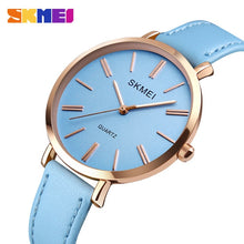 Load image into Gallery viewer, SKMEI Fashion Womens Watches Waterproof Analog Quartz Wrist Watch Leather Casual Clock Women Ladies Watch Relogio Feminino